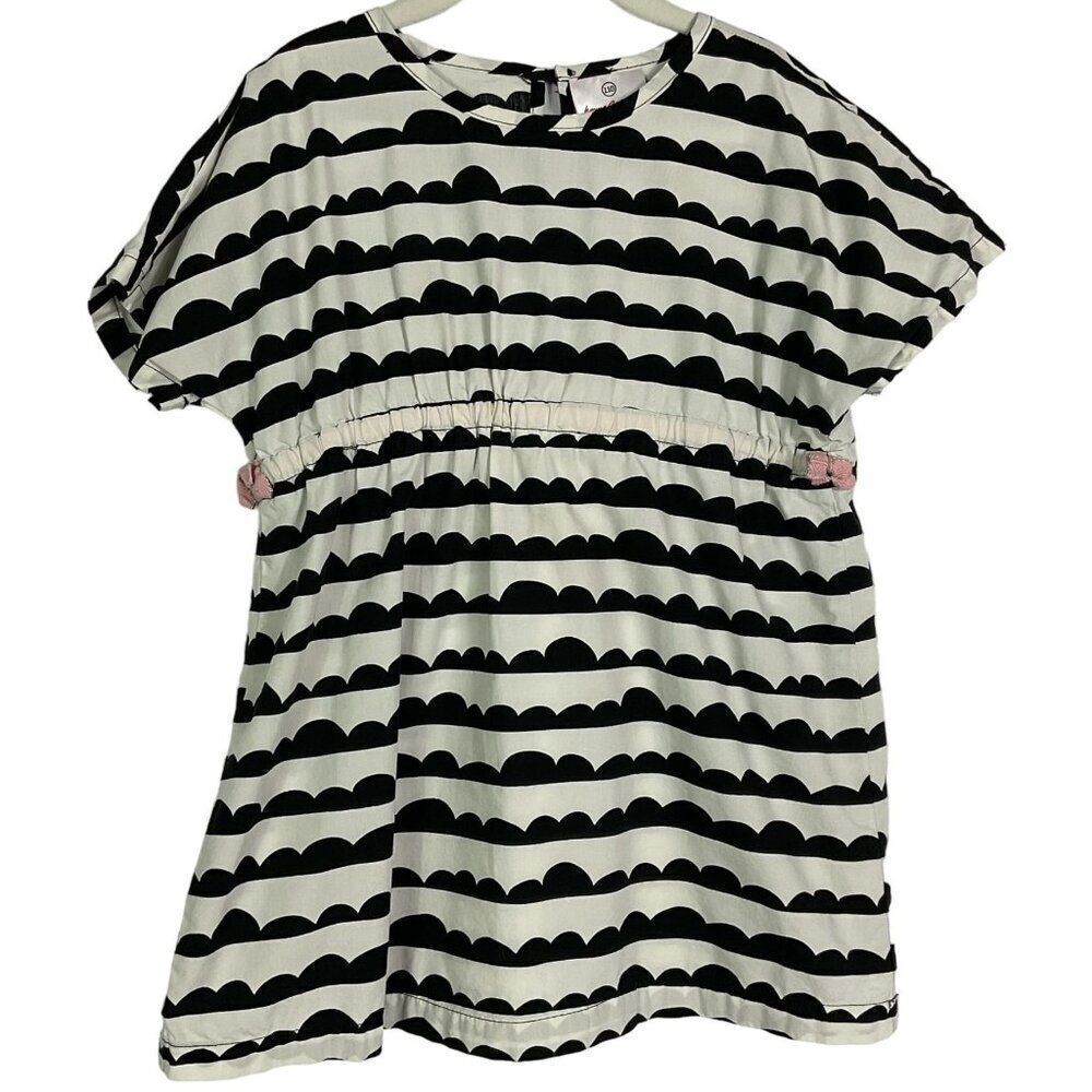 Hanna Andersson Girls' Black & White Pattern Dress 100% Cotton size 110 (size 5)